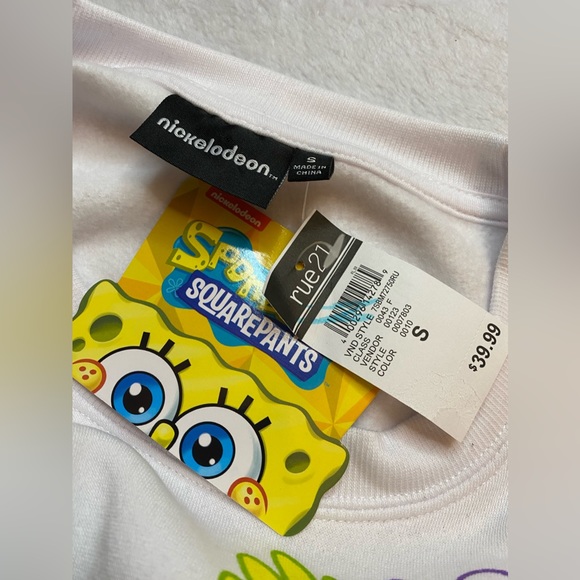 Rue21 Women’s S Pullover Sweatshirt White Nickelodeon SpongeBob SquarePants NWT - Picture 5 of 6
